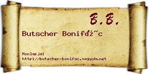 Butscher Bonifác névjegykártya